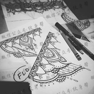 手稿梵花纹身图案