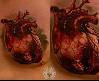 手稿鲜红的心脏纹身图案