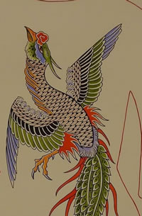 手稿彩色的凤凰纹身图案