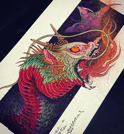 手稿龙纹身图案