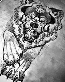 素描的狮子纹身图案