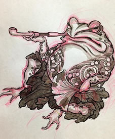 手稿悠闲的金蟾纹身图案