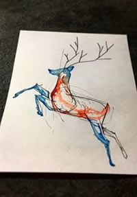 手稿水彩的鹿纹身图案