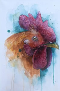 手稿逼真的鸡头纹身图案