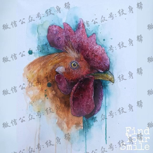 手稿逼真的鸡头纹身图案