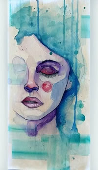 手稿水彩肖像纹身图案