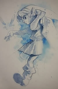 水彩的女孩纹身图案