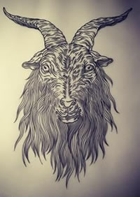手稿山羊纹身图案