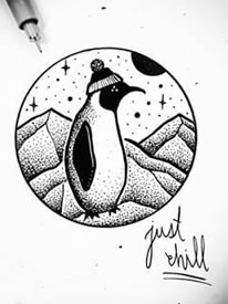 手稿的小企鹅纹身图案