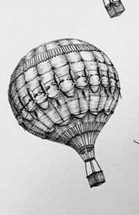 手稿的热气球纹身图案