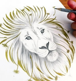 手稿狮子纹身图案