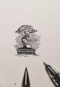 手稿松塔纹身图案