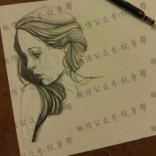 手稿唯美肖像纹身图案