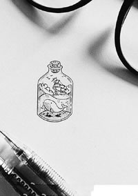 瓶子里的小海豚纹身图案