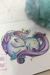 手稿美丽的独角兽纹身图案