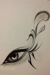 手素描眼睛纹身图案