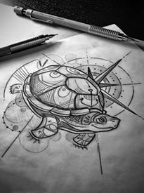 手稿乌龟纹身图案