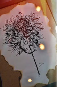 手稿黑菊花纹身图案