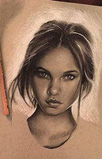 手稿逼真的肖像纹身图案