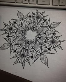 逼真写实手稿梵花纹身图案