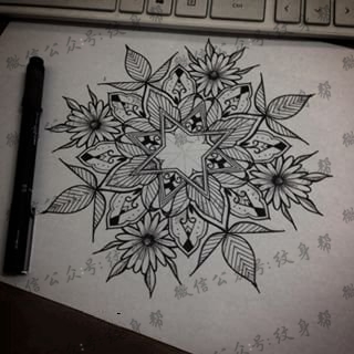 逼真写实手稿梵花纹身图案