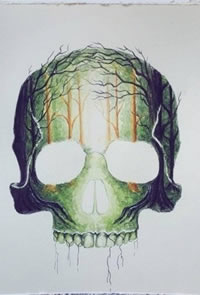 手稿非常有意境的骷髅纹身图案