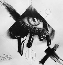 手稿水墨眼球纹身图案