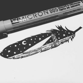 手稿灯塔羽毛纹身图案