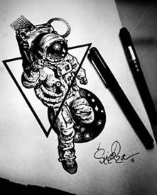 手稿点刺太空人纹身图案
