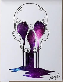 手稿星空骷髅纹身图案