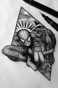 手稿经典外星人纹身图案