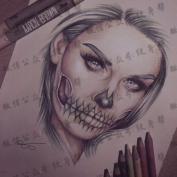 被封口的女人纹身图案