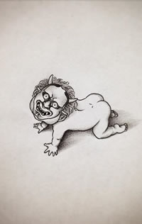 手稿般若娃娃纹身图案