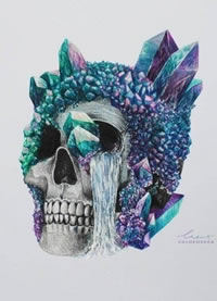 手稿水晶骷髅纹身图案