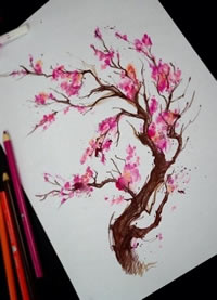 手稿一枝梅花纹身图案