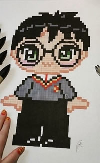 手稿十字绣卡通人纹身图案