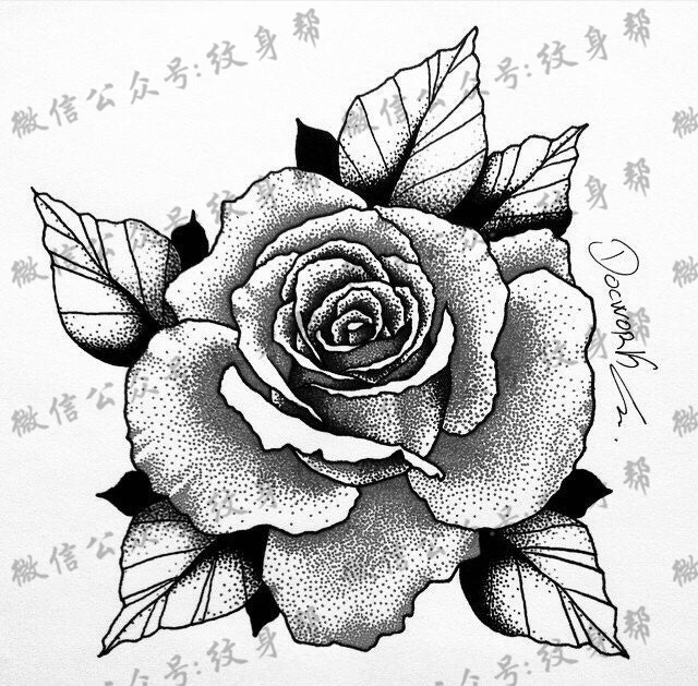 一组18张漂亮花朵纹身手稿图案