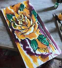 手稿泼墨玫瑰纹身图案