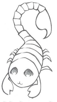 手稿素描蝎子纹身图案