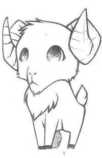 手稿素描小羊纹身图案