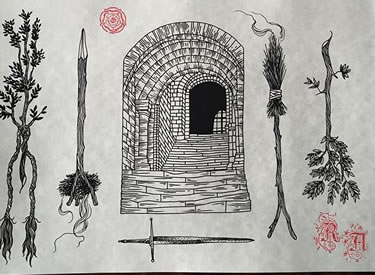 手稿通往天天的隧道纹身图案