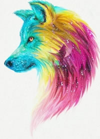 手稿彩色的狼纹身图案