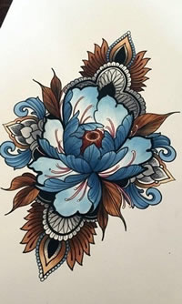 手稿经典大牡丹纹身图案