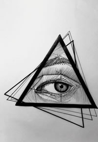 手稿线条眼睛纹身图案