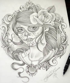 手稿的纹面女孩纹身图案
