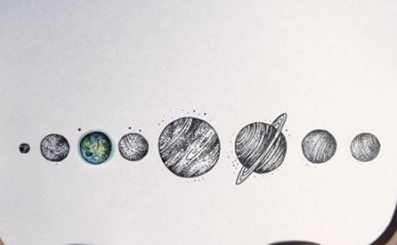 手稿行星纹身图案