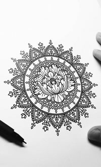 手稿梵花牡丹纹身图案