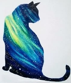 手稿星空猫纹身图案