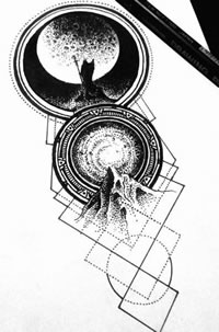 手稿几何抽象图纹身图案