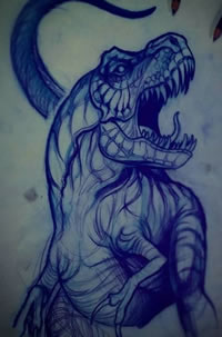 手稿线条恐龙纹身图案